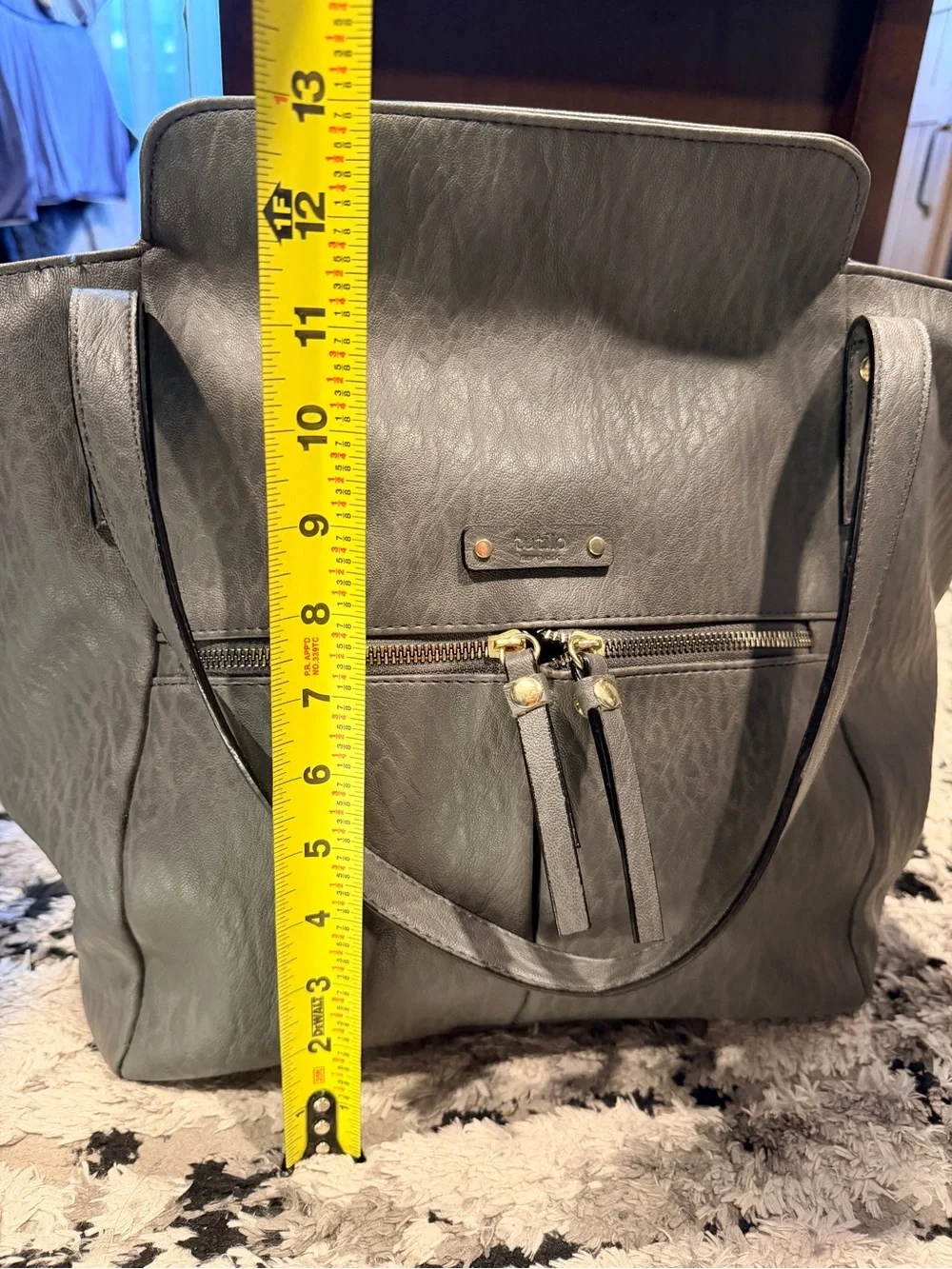 Everyday Black Tote with Front Zip Pocket